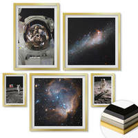 WANDBILDER 5er Set - 50x50 cm & 20x30 cm & 40x60 cm Goldrahmen - Astronauten landen auf dem Mond - Goldfarben, Kunststoff (40/60cm) - ArtPrintCave