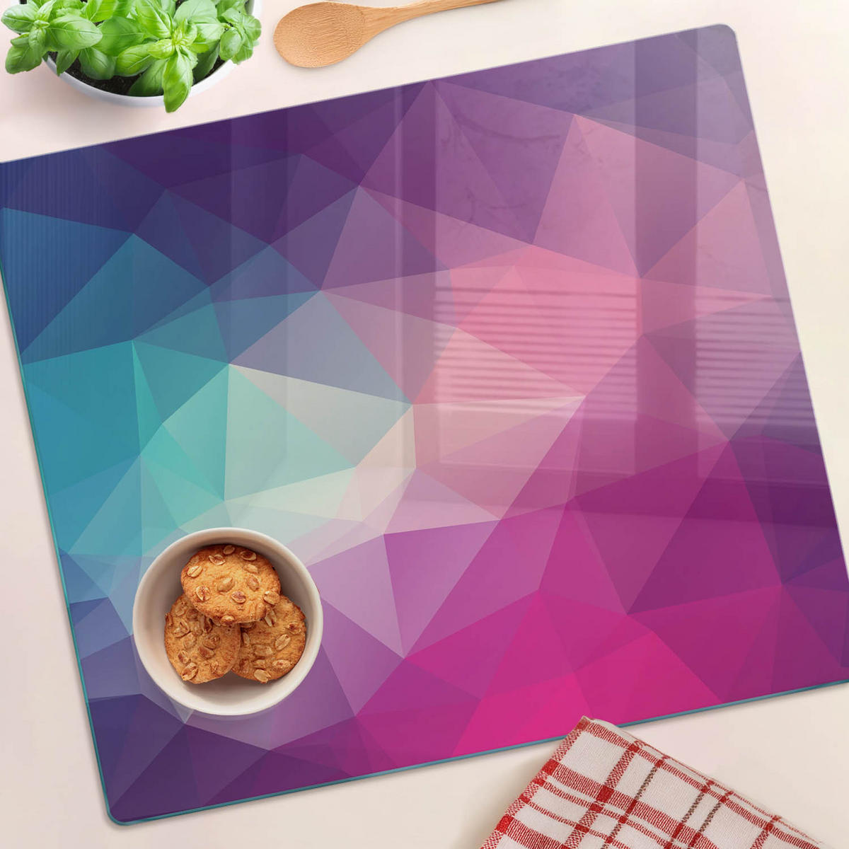 GLASPLATTE 60x52 cm Abstrakt - Multicolor, Glas (60/0.4/52cm) - TULUP