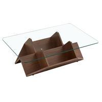 COUCHTISCH 103/63/33 cm mit Glasplatte, offenen Ablagefächern und MDF-Gestell in Walnussoptik, Walnuss - Walnussfarben, Holzwerkstoff (103/63/33.5cm) - Redom