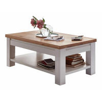 COUCHTISCH weiß Olbia Wildeiche 115/65/45 cm - Weiß/Braun, Holz (65/115/45cm) - Casamia Massive Möbel