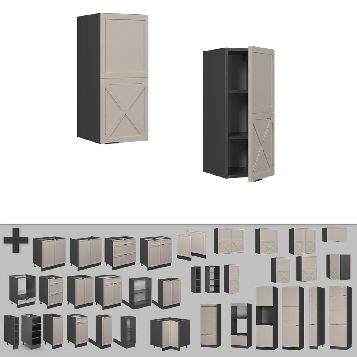 HÄNGESCHRANK Fame-Line GrauBeige 30 cm - Anthrazit/Grau, Holzwerkstoff (30/72/34.1cm) - Vicco