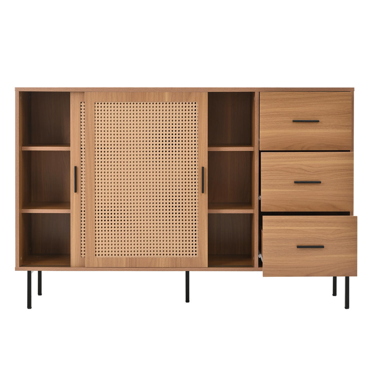 SIDEBOARD 140/37/91 cm natur aus Spanplatte mit Schiebetüren - Naturfarben, Holzwerkstoff (140/91/37cm) - OKWISH