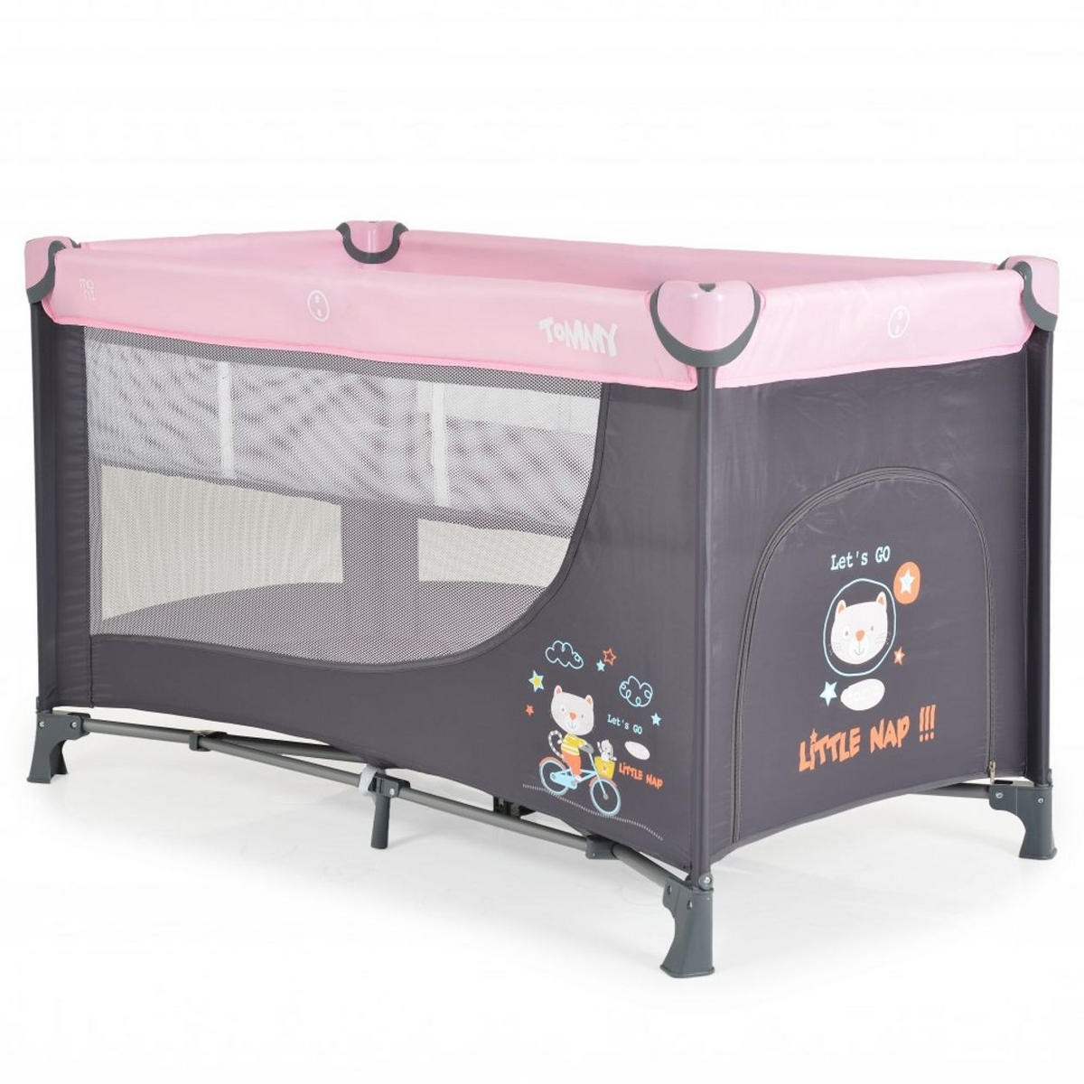 REISEBETT Tommy, 2 Ebenen rosa Faltmatratze Seiteneingang Tragetasche Laufstall - Rosa, Kunststoff (60/120cm) - Moni