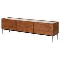 TV-BOARD Akazie 180x40x50 natur lackiert / Marmor weiß KARLSTAD #05 - Naturfarben, Holz (40/50/180cm) - Massivmoebel24