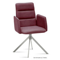 ARMLEHNSTUHL (2er-Set) Dorlen 52x92x60 Edelstahl/Marsala - Edelstahlfarben/Brombeere, Kunststoff (60/92/52cm) - 58aufmkessel