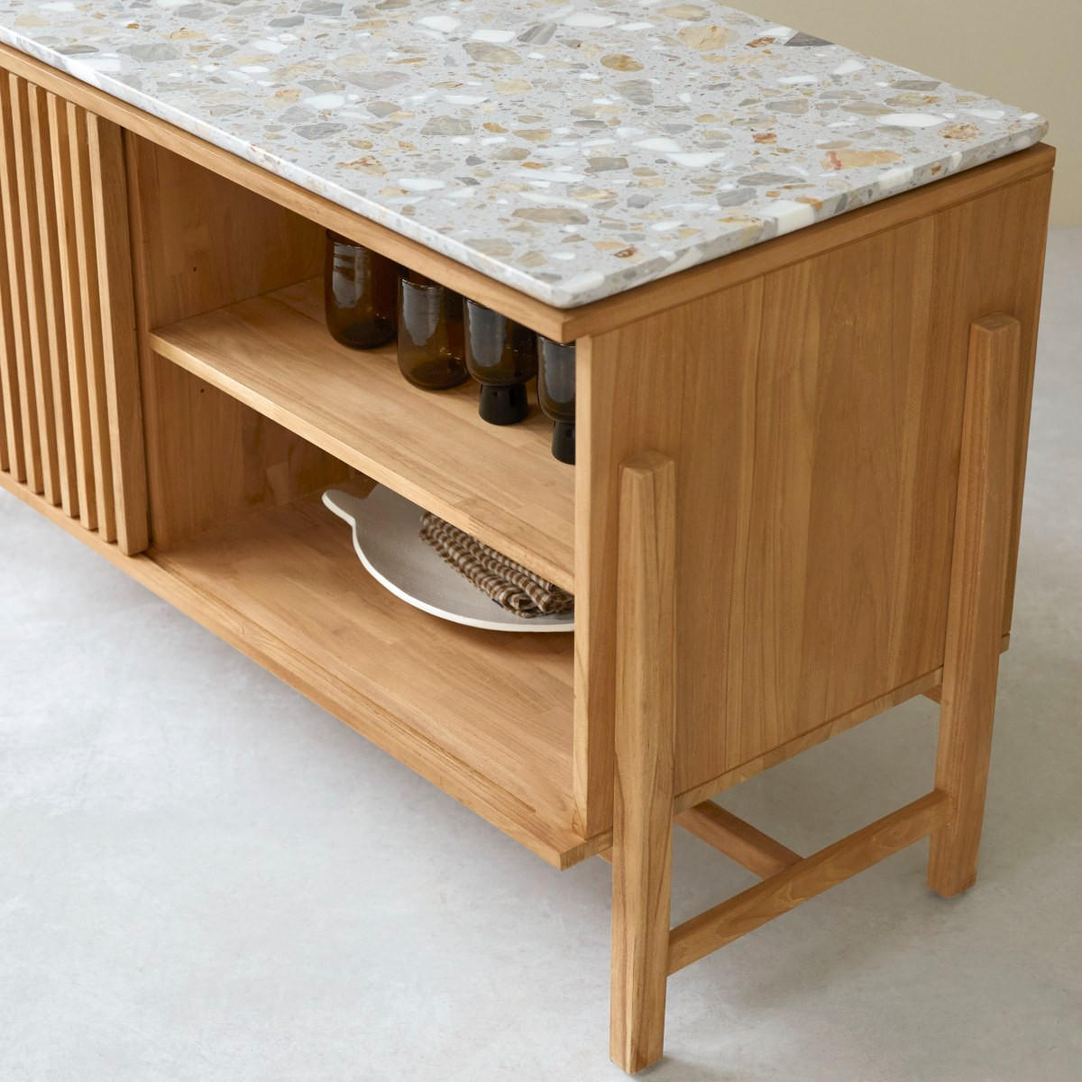 SIDEBOARD Isaure Natur aus Teak - Naturfarben, Holz (140/75/55cm) - Tikamoon