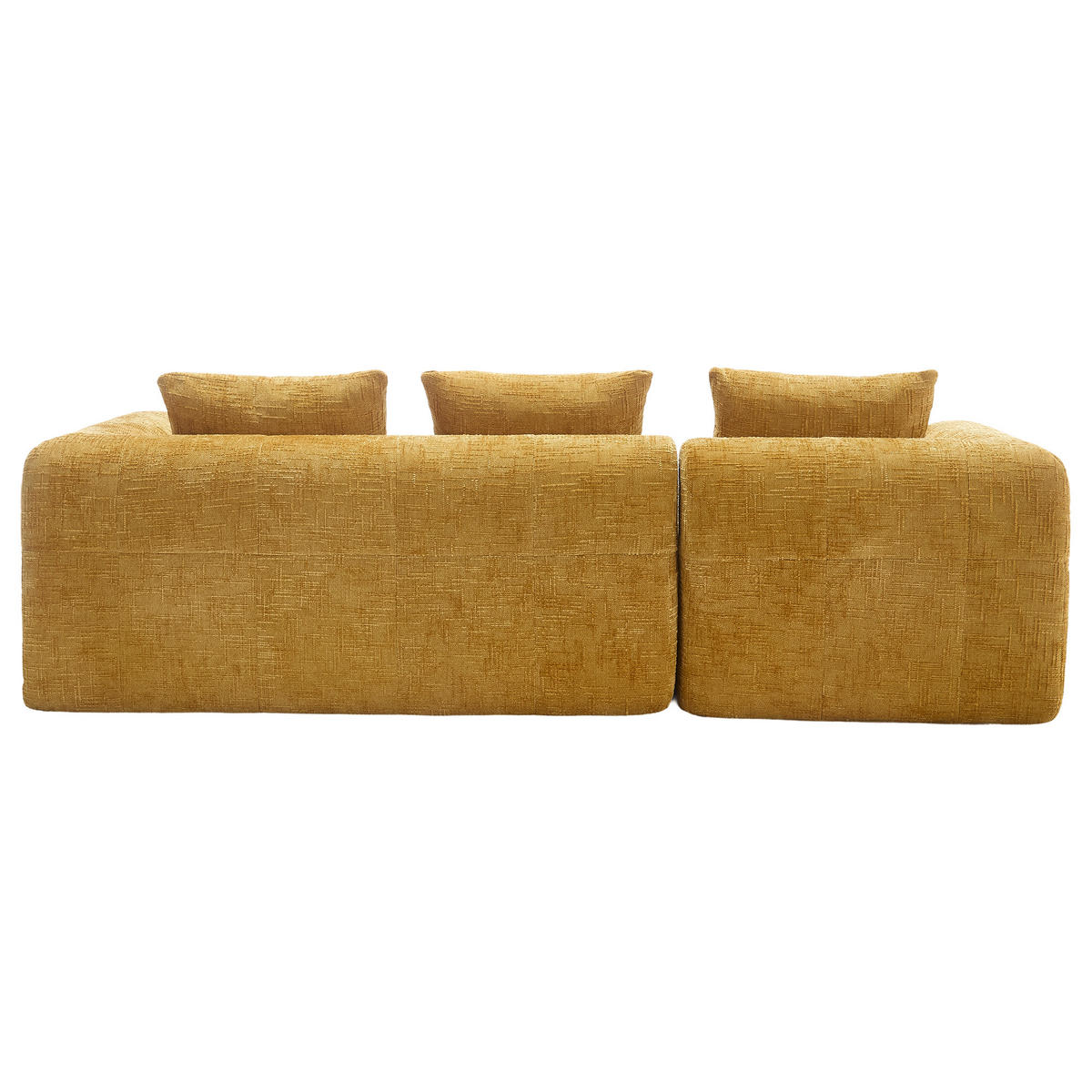 4-SITZER ECKSOFA Chenille Gelb mit Kissen und Seitentaschen - Gelb, Textil (250/158cm) - WISHDOR