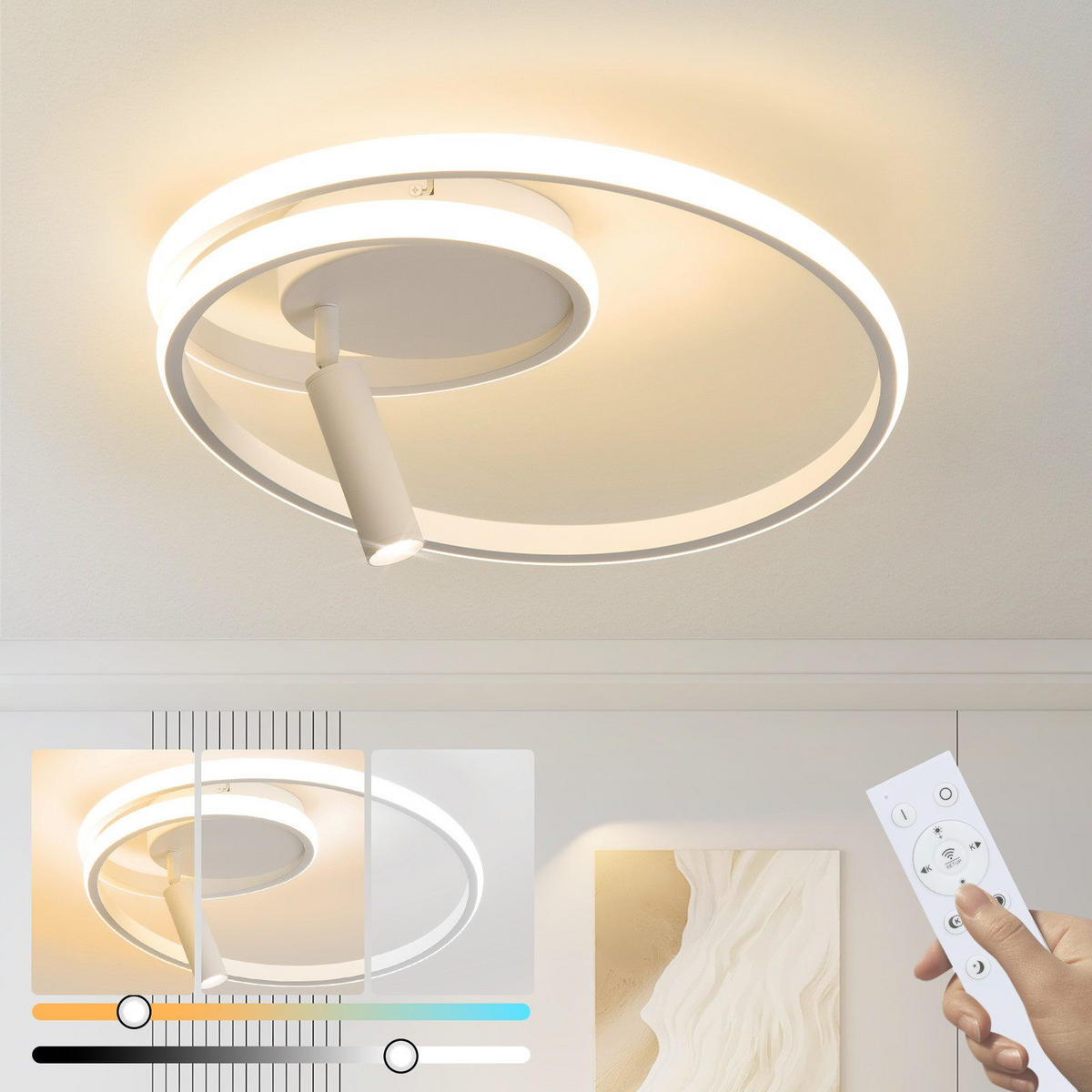 LED-DECKENLEUCHTE Macfarlane 40/40/12.5cm - Weiß, Metall (40/40/12.5cm) - Nettlife