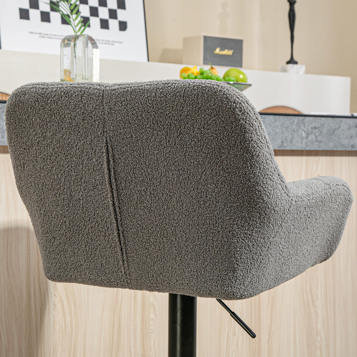 BARHOCKER 2er-Set Tresenhocker Höhenverstellbar Drehbar im Retro-Design - Grau, Textil (52.5/114/57.5cm) - HOMCOM