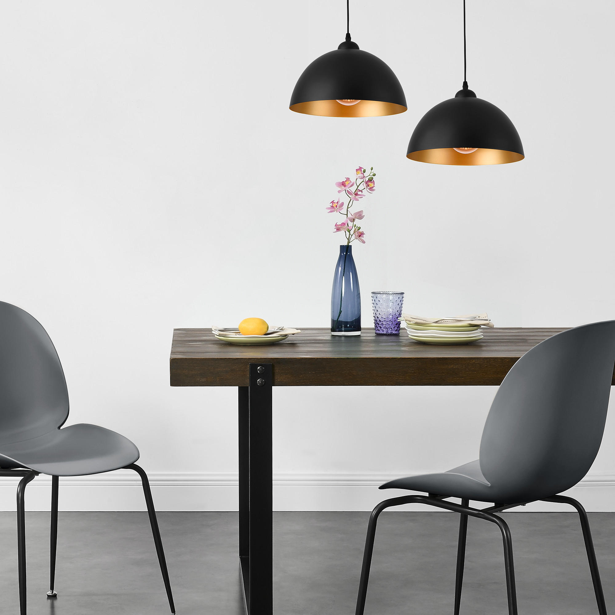 HÄNGELEUCHTE Toulon SET 2 -teilig - Schwarz, Metall (30/30/145cm) - lux.pro