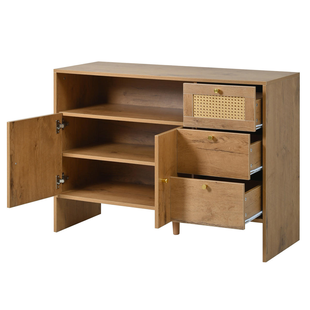 SIDEBOARD 160/37/75 cm mit 3 Schubladen, 4 Türen und MDF-Korpus in Industrial-Optik, Weiß - Weiß, Holzwerkstoff (160/75/37cm) - Redom