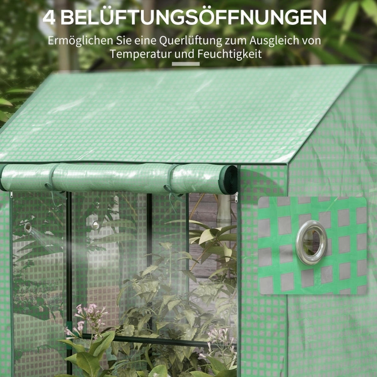 GEWÄCHSHAUS 100/150/80 cm Grün aus Stahl mit 2 Türen - Grün, Metall (80/150/100cm) - OKMYHOME
