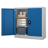 AKTENSCHRANK abschließbar KADO mit Flügeltüren 93x90x40cm Grau-Blau - Grau, Metall (90/93/40cm) - DELUKE