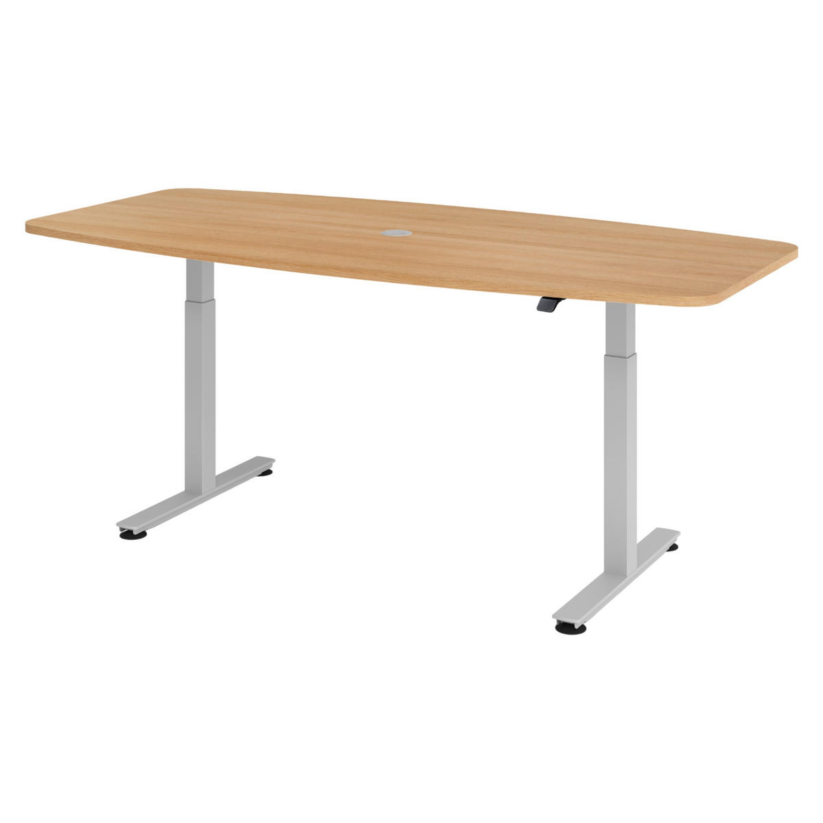 KONFERENZTISCH elektrisch XMST22 103/220/74 cm in Eichefarben/Silberfarben - Eichefarben/Silberfarben, Holzwerkstoff (103/220/74cm) - bümö