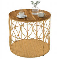 BEISTELLTISCH DE-07346 mit Rattanoptik und verstellbaren Füßen Teak - Teakfarben, Holz (50/50/47.5cm) - ComfortXL