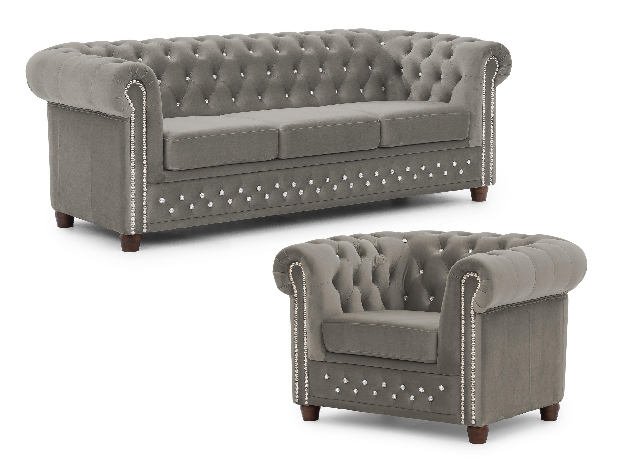 S-Style Sitzgarnitur Grau 203x72x86 cm