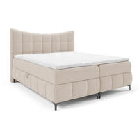 BOXSPRINGBETT 200x200 Almera, Chenille, Bettkasten, Matratze, Beige - Beige, Holz/Textil (200/200cm) - Emporius