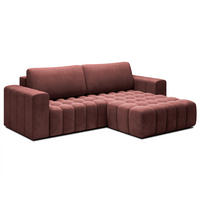 ECKSOFA mit Schlaffunktion und Bettkasten, Velours-Stoff - Rot/Schwarz, Textil (175/250cm) - Eltap