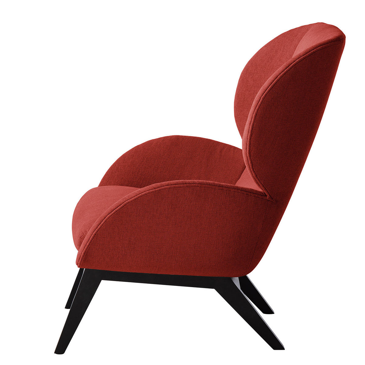 SESSEL - Rot/Schwarz, Eichenholz/Textil (82/102/90cm) - home24