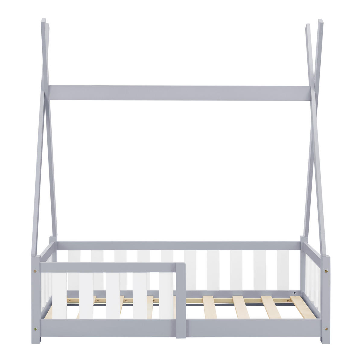 KINDERBETT Helsingborg - Hellgrau, Holz (70/140cm) - [en.casa]