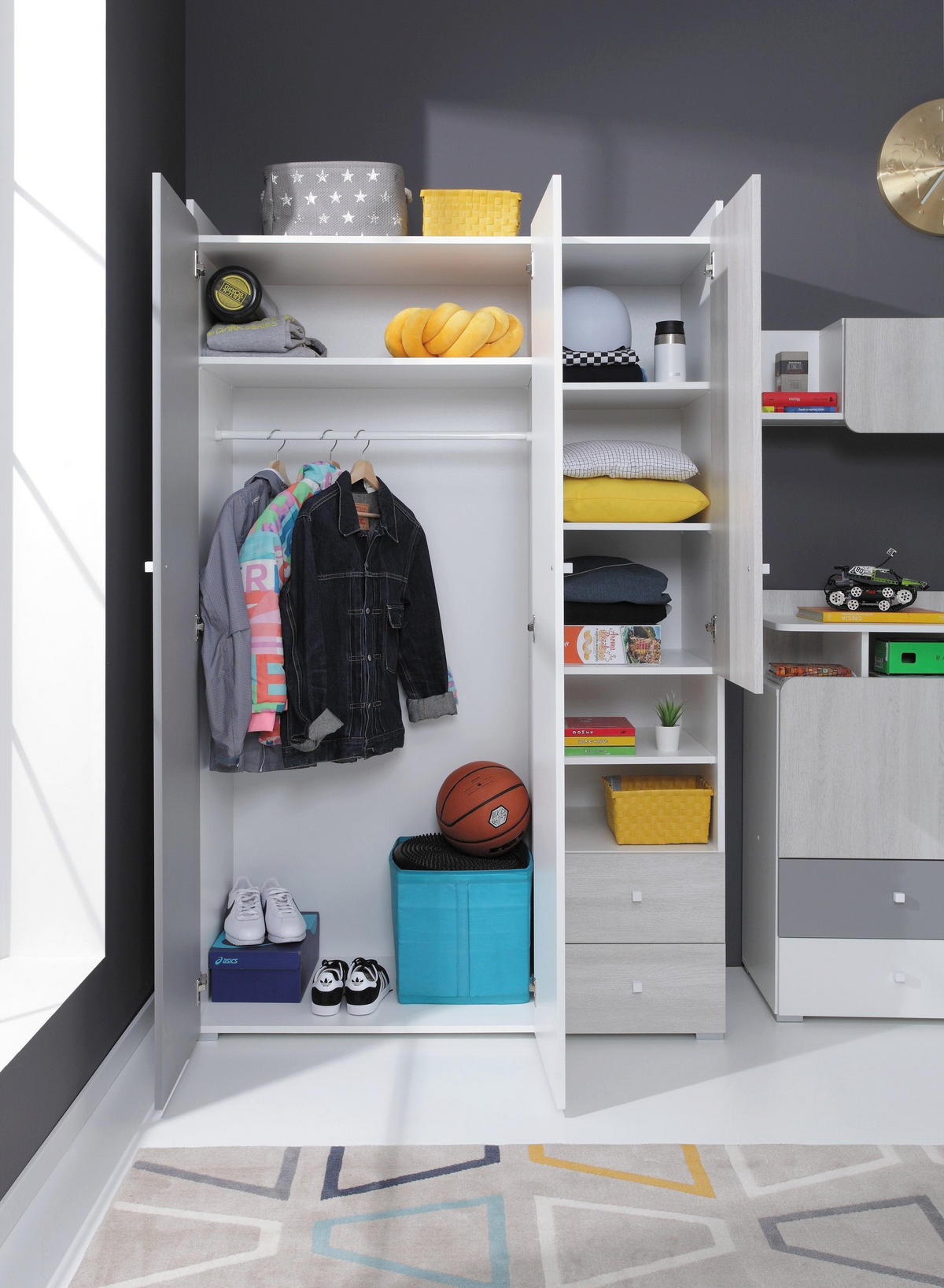 SCHLAFZIMMER Set 6-tlg. – COMO System – Sonoma Eiche / Grau - Grau, Holzwerkstoff (120/190/50cm) - hi-markt