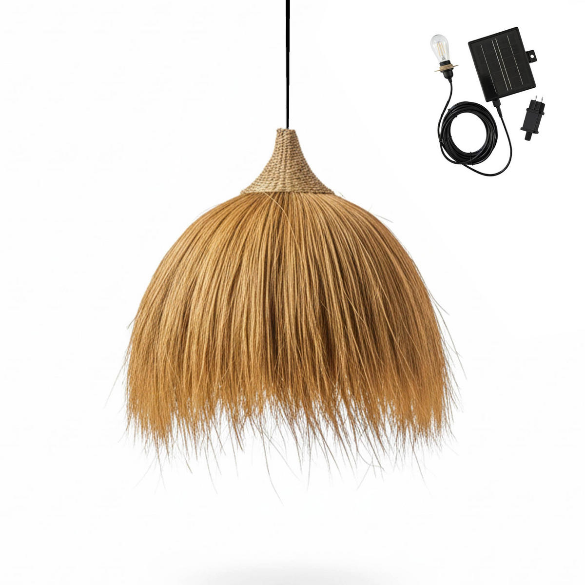 MASAI Solar-Pendelleuchte D60CM 5M - Beige, Naturmaterialien (60/60/40cm) - Lumisky