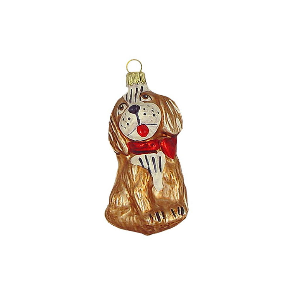 CHRISTBAUMSCHMUCK Kleiner Hund haselnuss matt 9 cm - Multicolor, Metall (0.1/9/0.1cm)