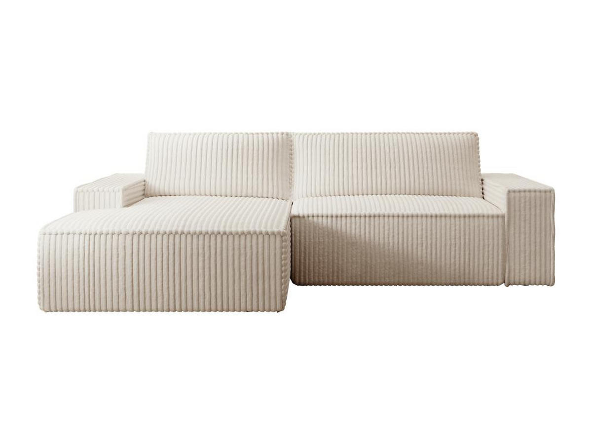 ECKSOFA mit Schlaffunktion - Ecke links - grob gerippter Cord - Beige - AMELIA - Beige, Textil (167/267cm) - Vente-Unique
