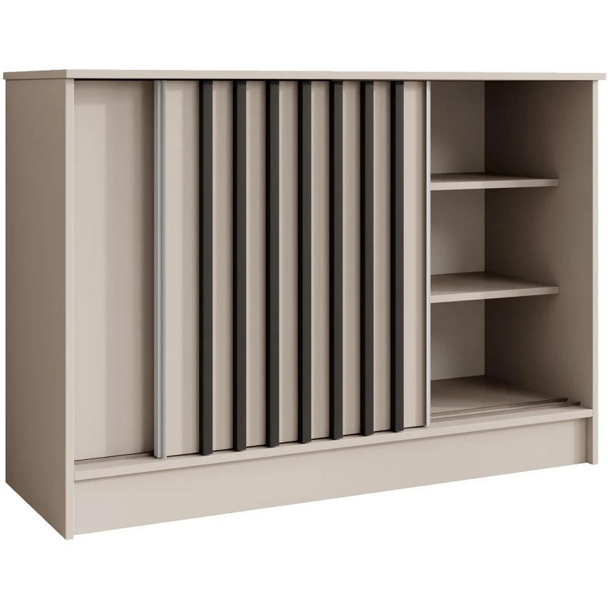 KOMMODE Horizon mit 2 Schiebetüren, Kaschmir+schwarz, 120 cm - Kaschmir/Schwarz, Holzwerkstoff (121/85/43.5cm) - Beautysofa
