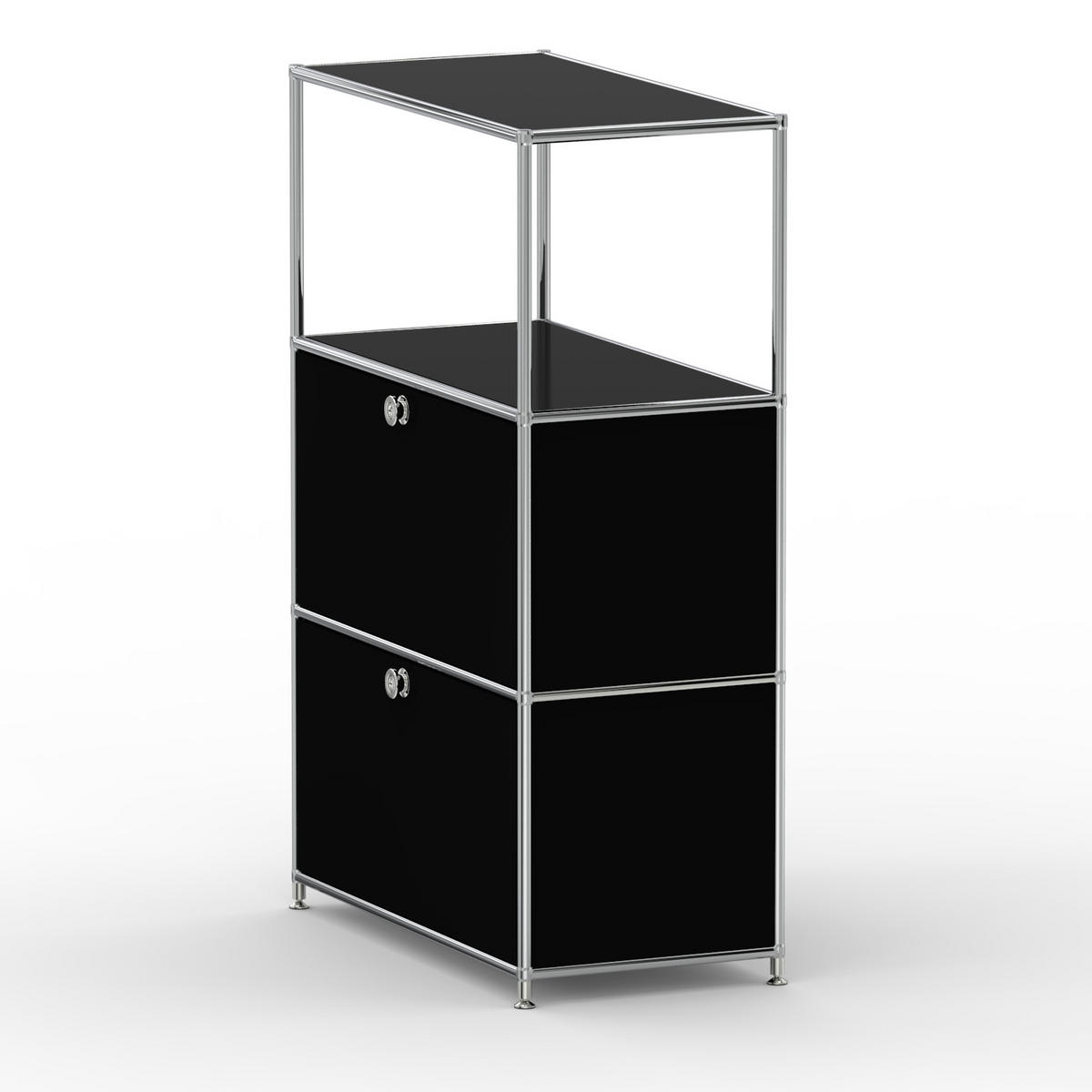 HOCHSCHRANK, 1 offenes Fach, 2 Klappen, Breite 77 cm, Graphitschwarz - Chromfarben/Silberfarben, Metall (40/118/77.2cm) - Versee