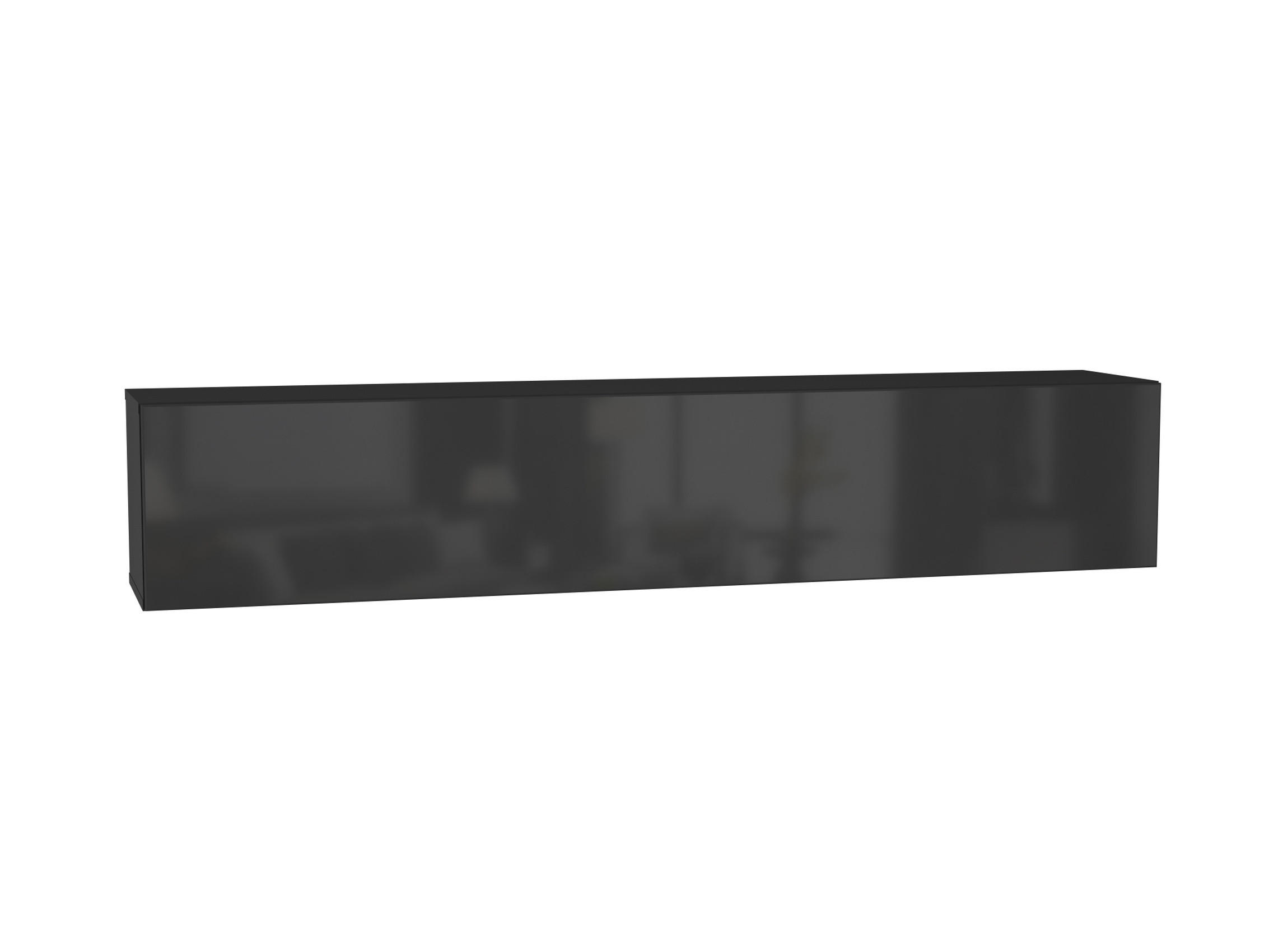 HÄNGESCHRANK Schwarz, Schwarz Hochglanz 160/30/29 - Schwarz Hochglanz/Schwarz, Holzwerkstoff (160/30/29cm) - RAUMHIRSCH FURNITURE