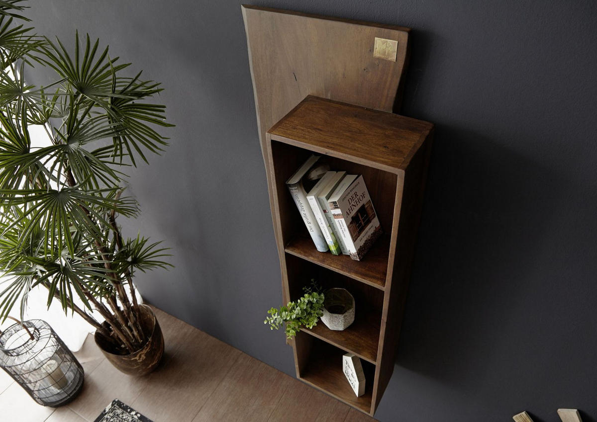 WANDREGAL Akazie 50x22x147 braun lackiert PURE ACACIA #201 - Braun, Holz (55/147/22cm) - Massivmoebel24
