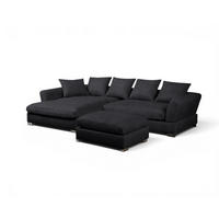 ECKSOFA Tizian Inkl. Hocker - Schwarz, Holzwerkstoff/Textil (182/290cm) - Fun Möbel