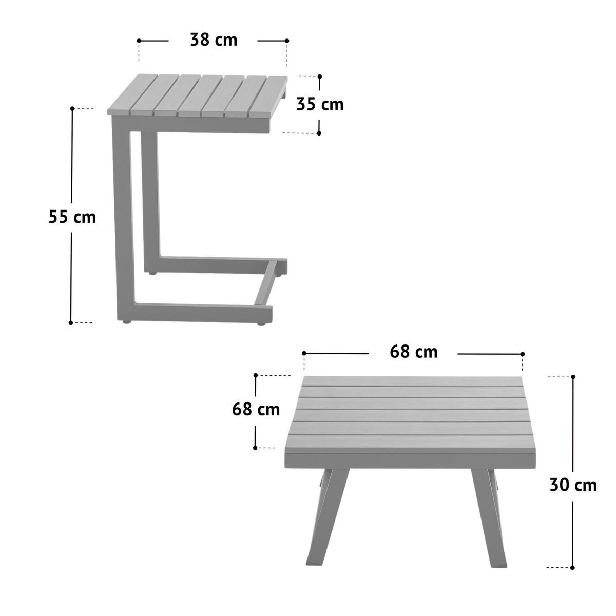 GARTENLOUNGE Grenada (4-tlg.) - Grau, Metall - SVITA