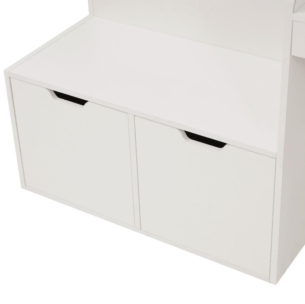 KINDEREINZELBETTEN aus Massivholz und MDF 90x200 cm in Weiß mit Schreibtisch & Schubladen - Weiß, Holzwerkstoff (90/200cm) - Modfu