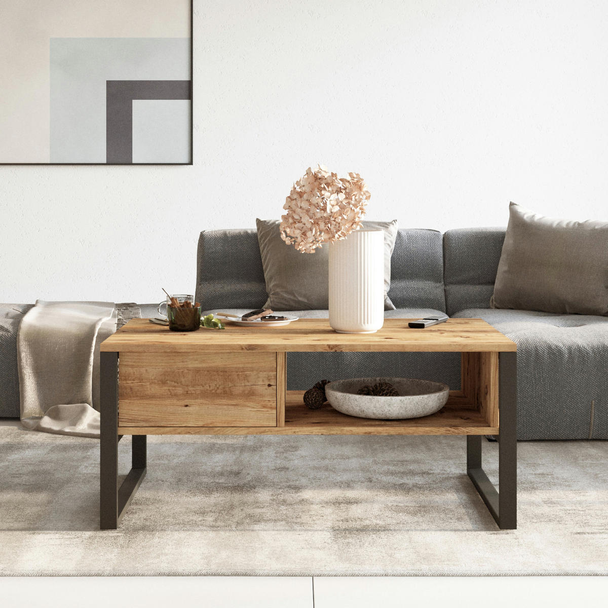 COUCHTISCH Laukaa 100/60/45 - Dunkelbraun, Holzwerkstoff (60/100/45cm) - [en.casa]