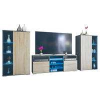 WOHNWAND Davos Eiche sägerau - Eiche San Remo, Holzwerkstoff (329/134/35cm) - Vladon