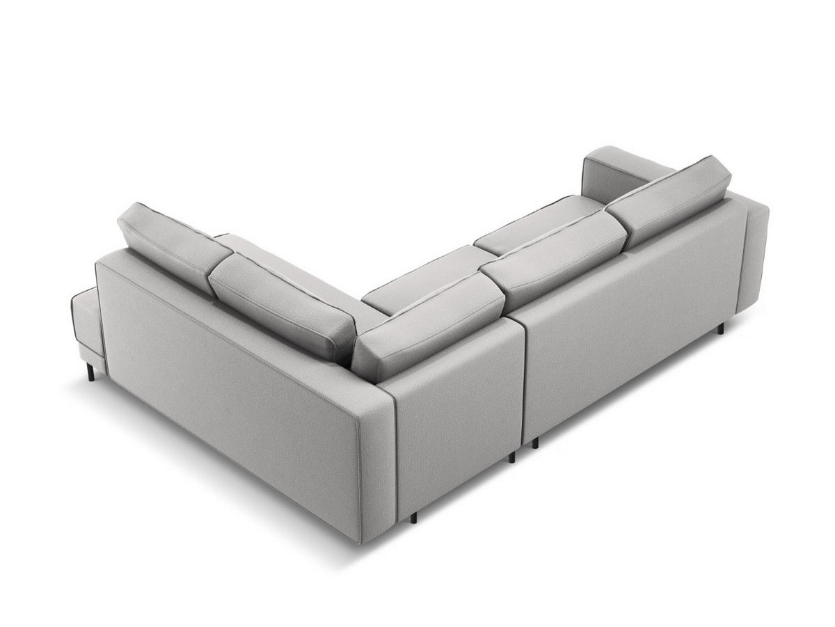 AUSKLAPPBARES-ECKSOFA rechts Caro aus strukturiertem Stoff hellgrau 5 Sitzplätze - Hellgrau, Textil (187/247cm) - Micadoni