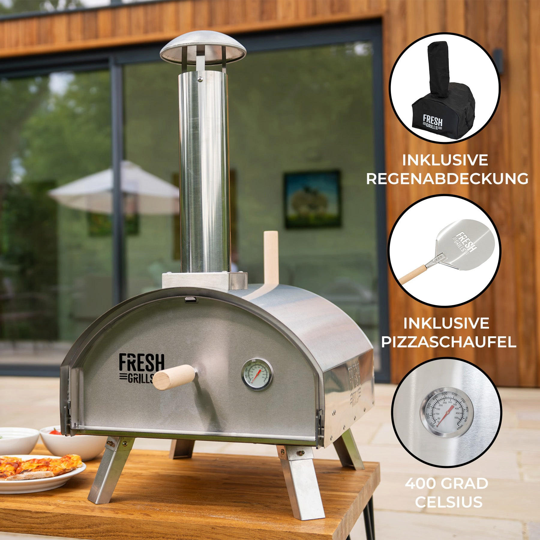 PIZZAOFEN Premium Outdoor - Alufarben, Metall (45/83/54cm)