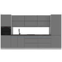 KÜCHENZEILE 360 cm Aspen K47-M360 in Grau / Hochglanz - Grau, Holz (360/212/60cm)