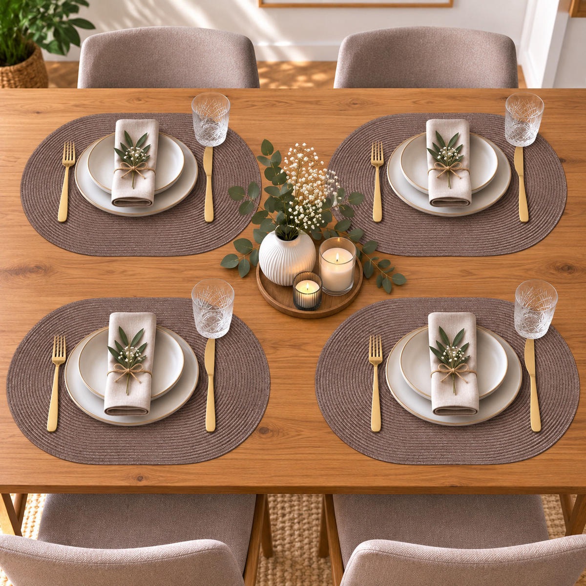 PLATZSET 4er Set Polypro Schoko 45/30 cm - Cappuccino, Kunststoff (30/45cm) - TiborTex