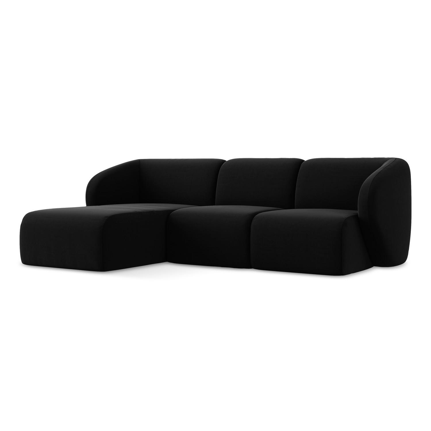 ECKSOFA Links Samt Stoff Schwarz - Schwarz, Holzwerkstoff/Kunststoff (248/166cm) - LaMiaSofa