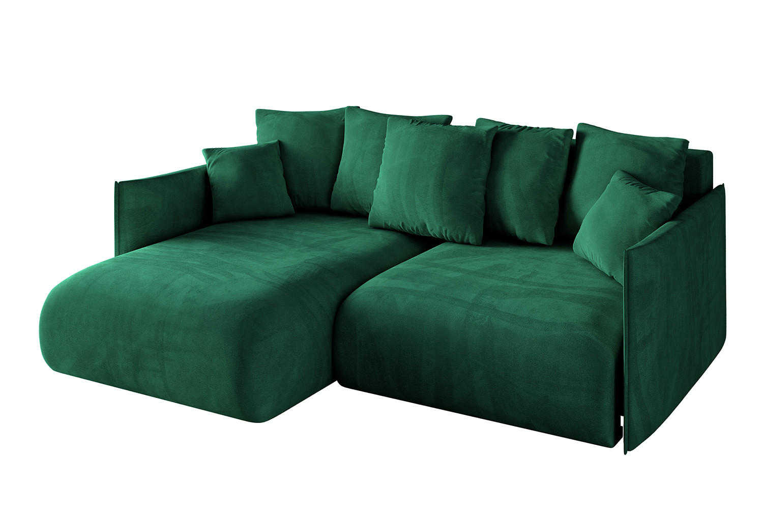 ECKSOFA mit Schlaffunktion und Bettkasten ONESK-L 208x165x40 Dunkelgrün Velours - Dunkelgrün, Holzwerkstoff/Kunststoff (208/165cm) - ALTDECOR