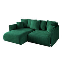 ECKSOFA mit Schlaffunktion und Bettkasten ONESK-L 208x165x40 Dunkelgrün Velours - Dunkelgrün, Holzwerkstoff/Kunststoff (208/165cm) - ALTDECOR