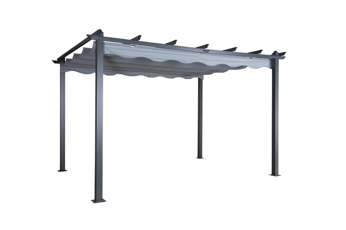 PERGOLA LAZIO Grau 395x295x245 cm - Grau, Metall (395/245/295cm) - FURNLUX