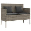 GARTENBANK mit Kissen Grau Poly Rattan - Grau, Kunststoff (113/87/61cm) - furnicato