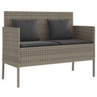 GARTENBANK mit Kissen Grau Poly Rattan - Grau, Kunststoff (113/87/61cm) - furnicato