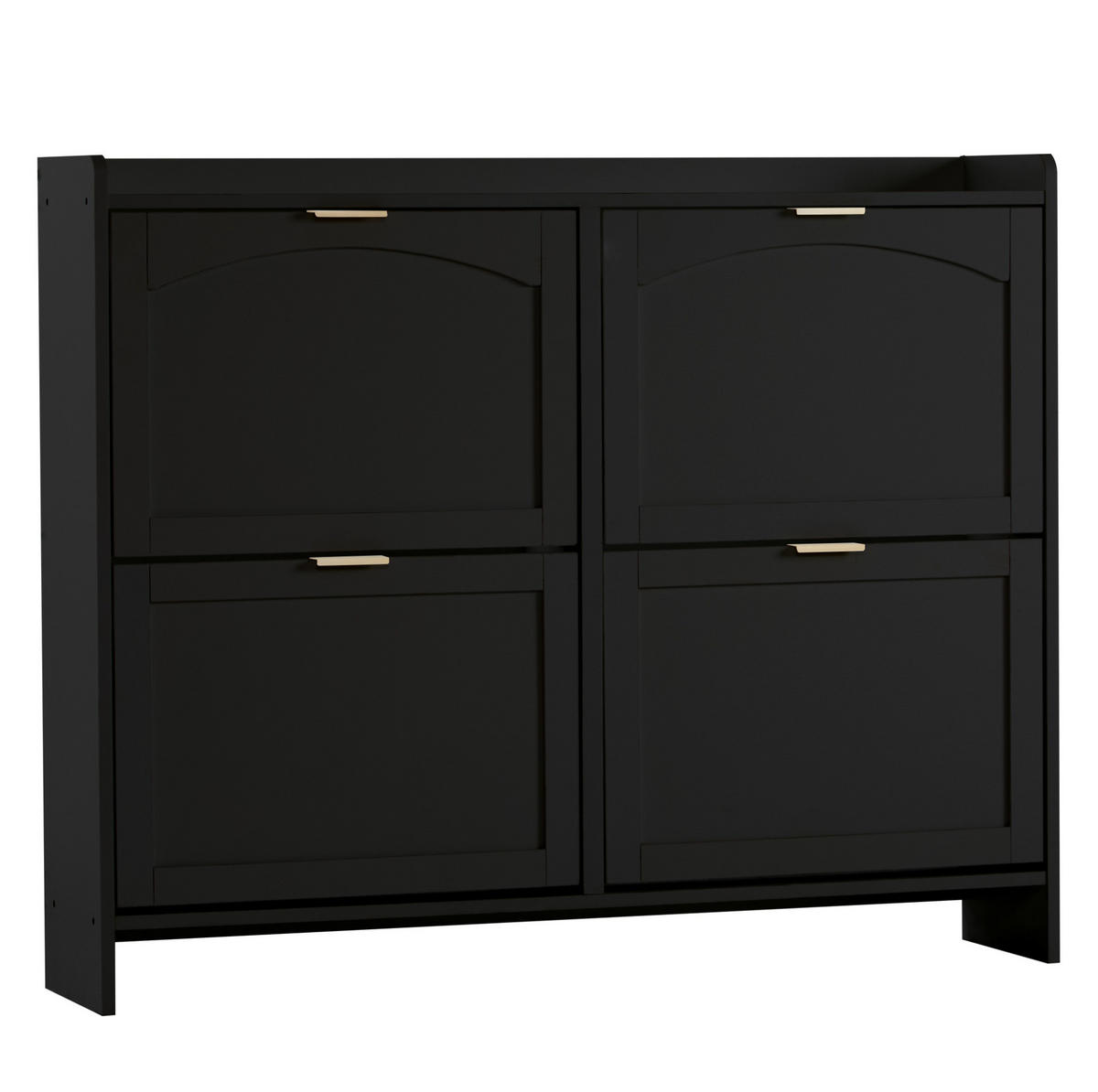 SCHUHSCHRANK mit 4 Klappenfächern 110 x 90 x 24 cm Schwarz - Schwarz, Holz (24/90/110cm) - Beauniv
