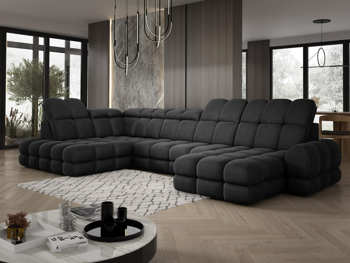 ECKSOFA TOLLO Solar-stoff U-form 400x217x105 cm anthrazit - Schwarz, Holz/Textil (400/217cm) - DomoHome