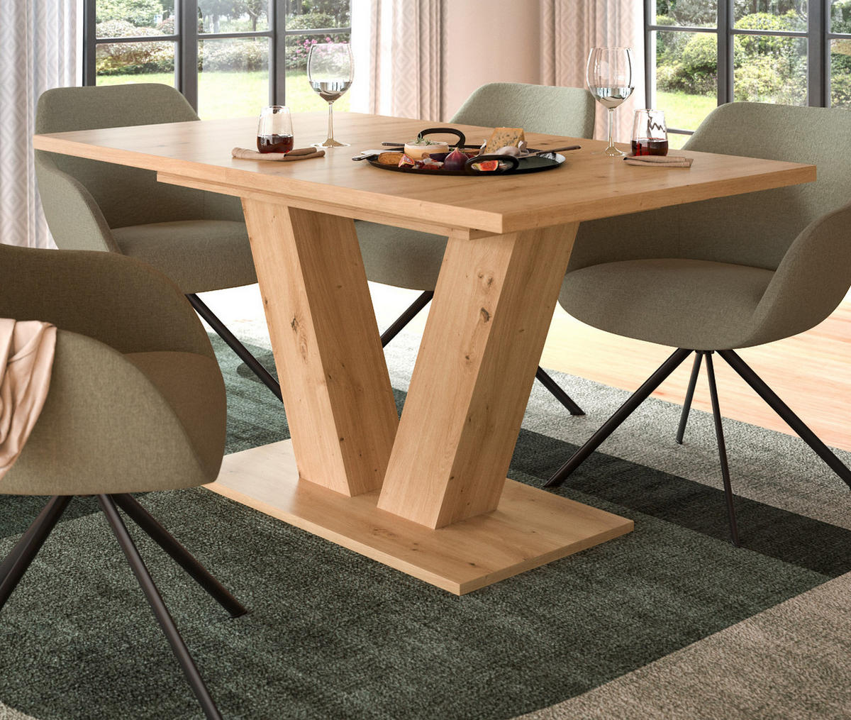 ESSTISCH Eiche Artisan, Küchentisch ausziehbar 150 - 190 cm - Eiche Artisan, Holzwerkstoff/Metall (150/90/76cm) - Inn.Furn